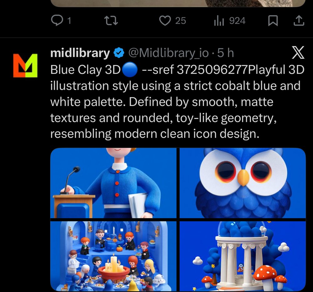 midlibrary — Blue Clay 3D sref