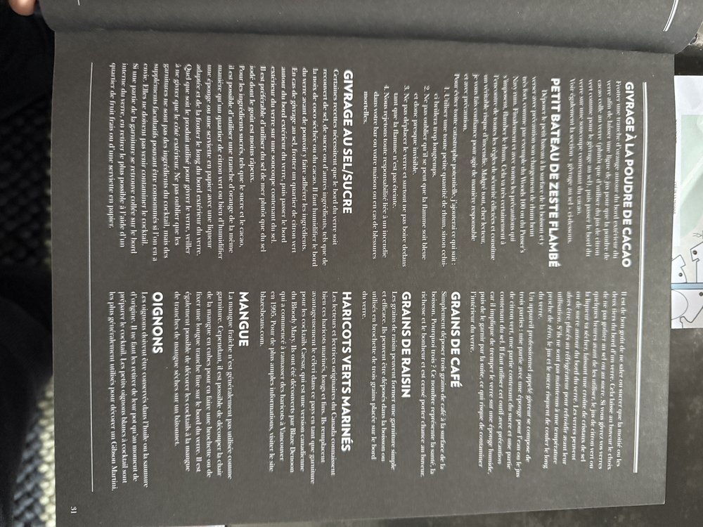 Guide du bartender — pages verres à cocktail & techniques de garniture (photos de Thomas)