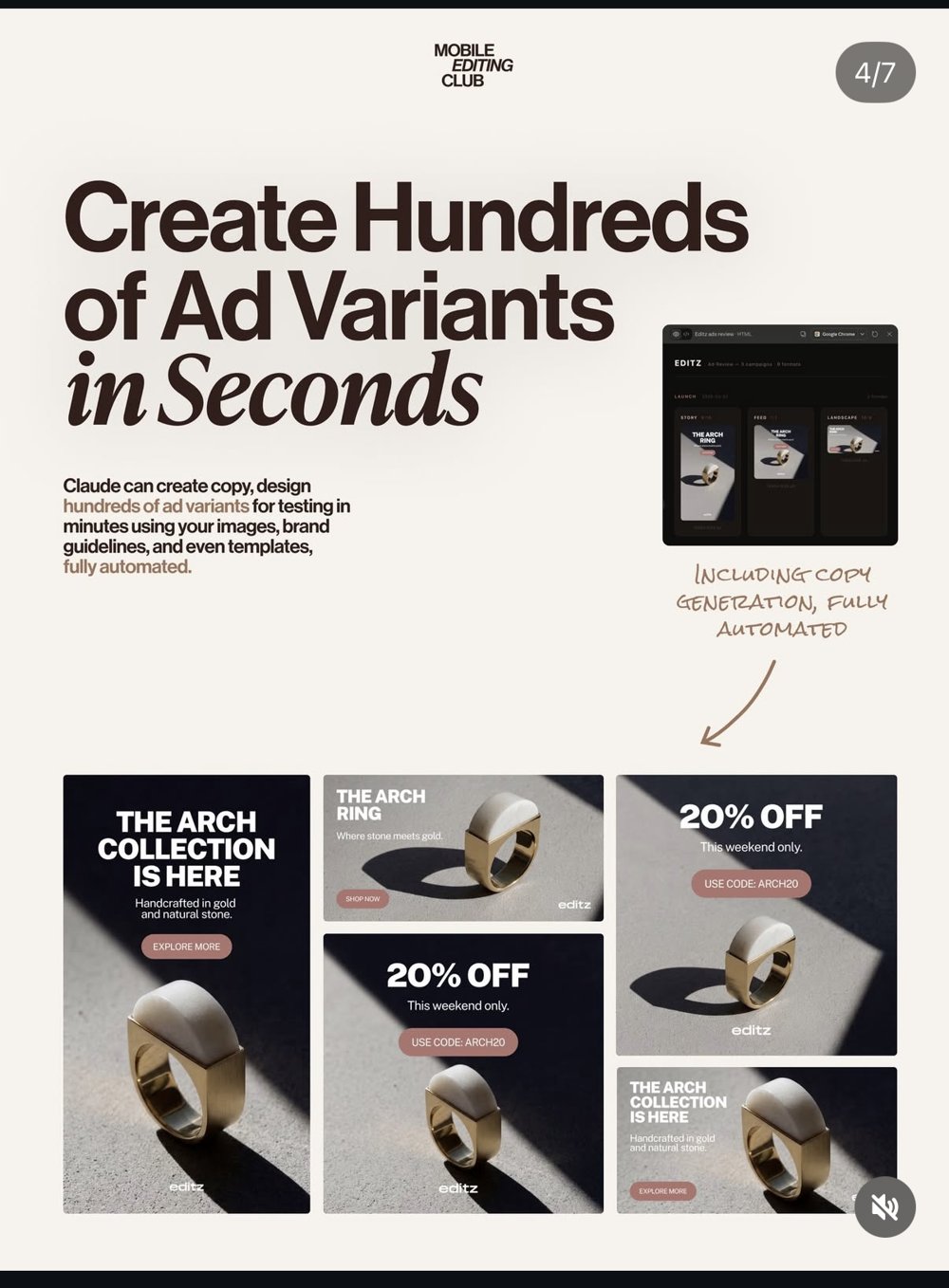 Des centaines de variantes d'ads en quelques secondes