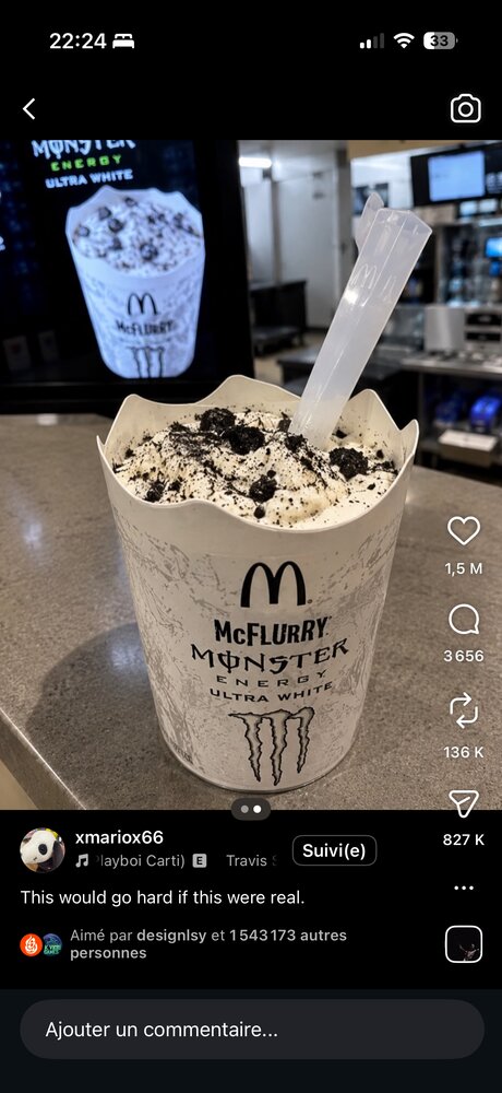 Concept McFlurry Monster Energy Ultra White, gros plan gobelet