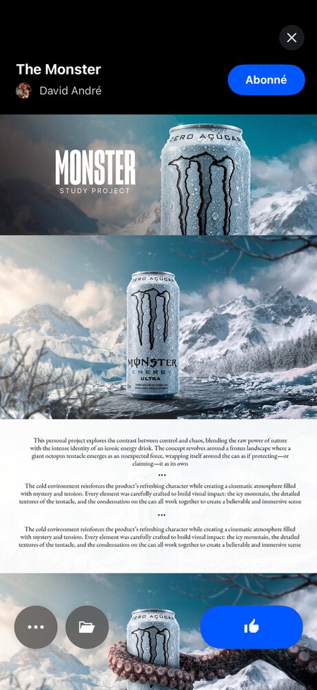 Canette Monster Energy avec tentacule de pieuvre, projet créatif personnel 