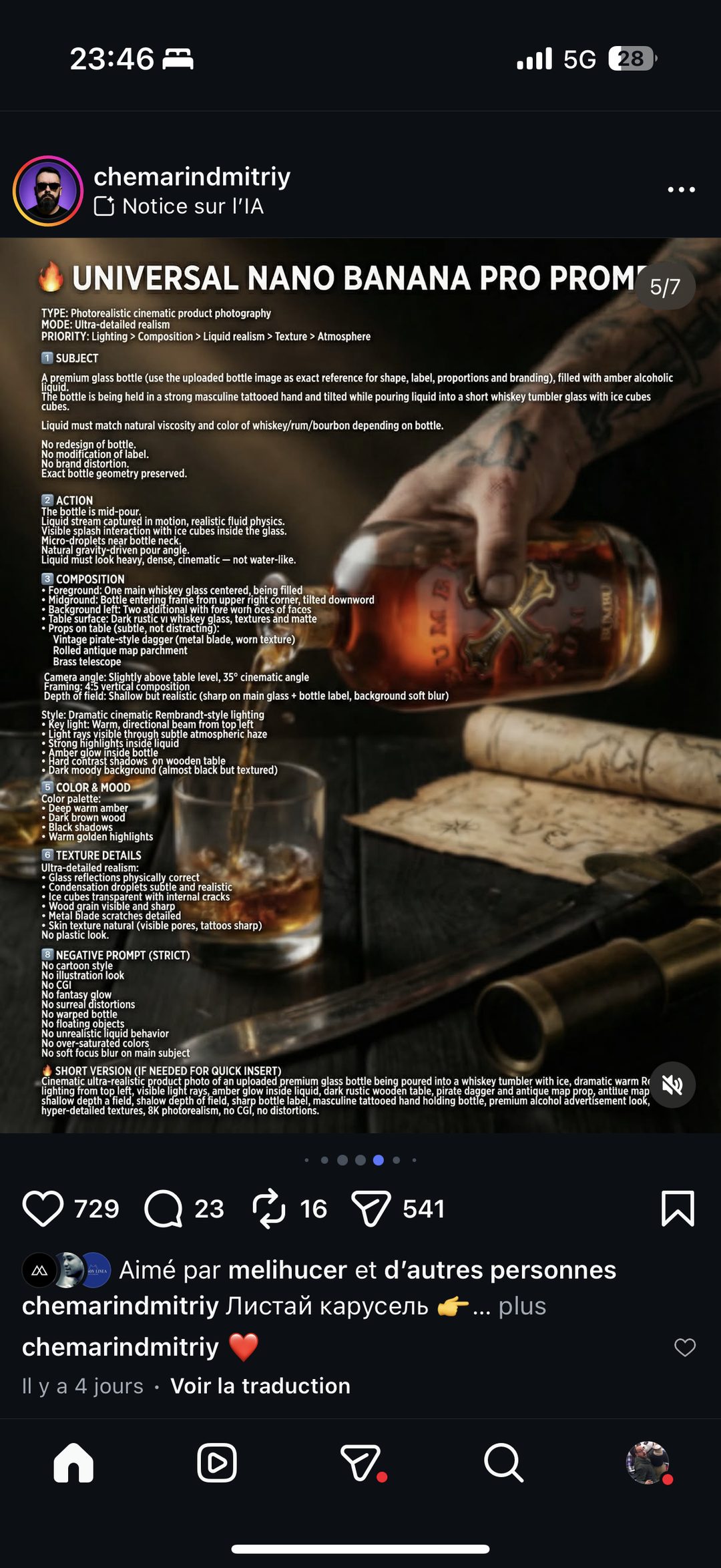 Prompt IA "Nano Banana Pro" — service whisky cinématique