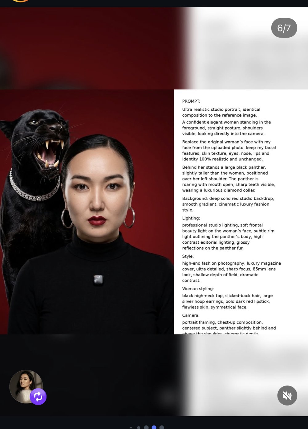 naramussilim — portrait studio « panthère noire » avec remplacement de visage