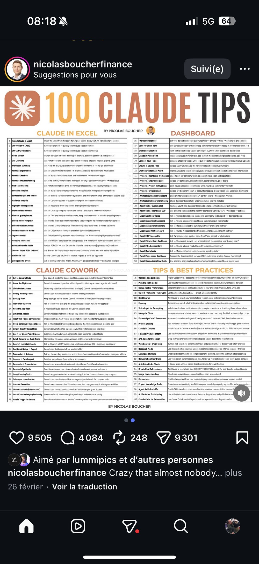100 tips Claude finance Excel dashboard Cowork