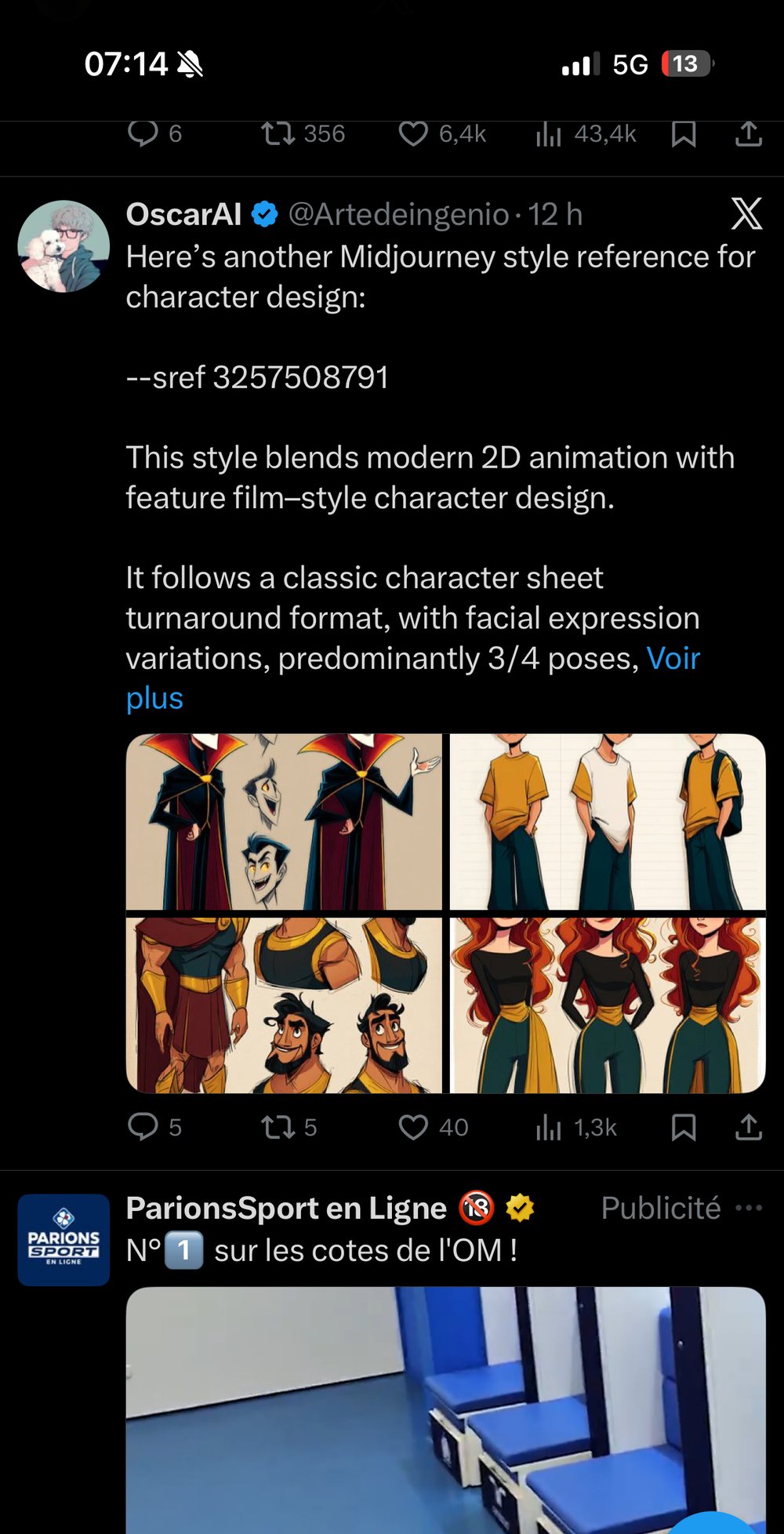 Planche character design turnaround sref OscarAI