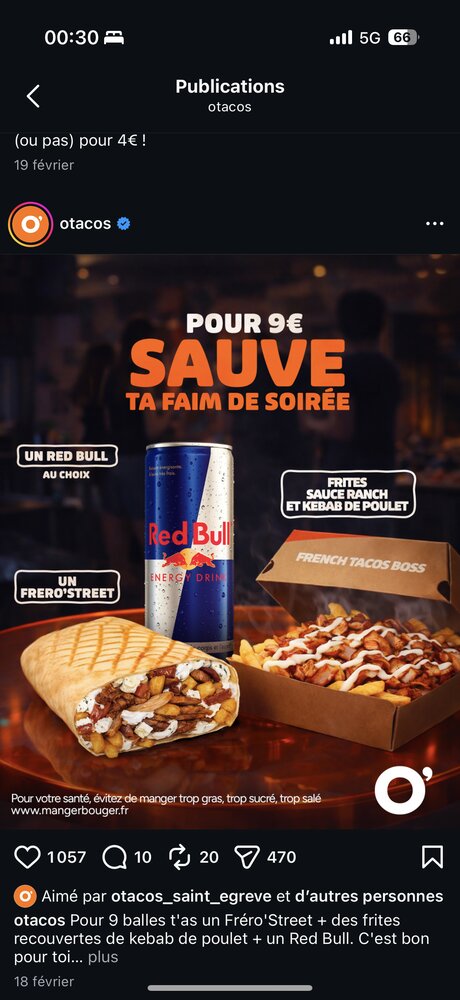 Deal Red Bull + Fréro'Street + frites, 9€