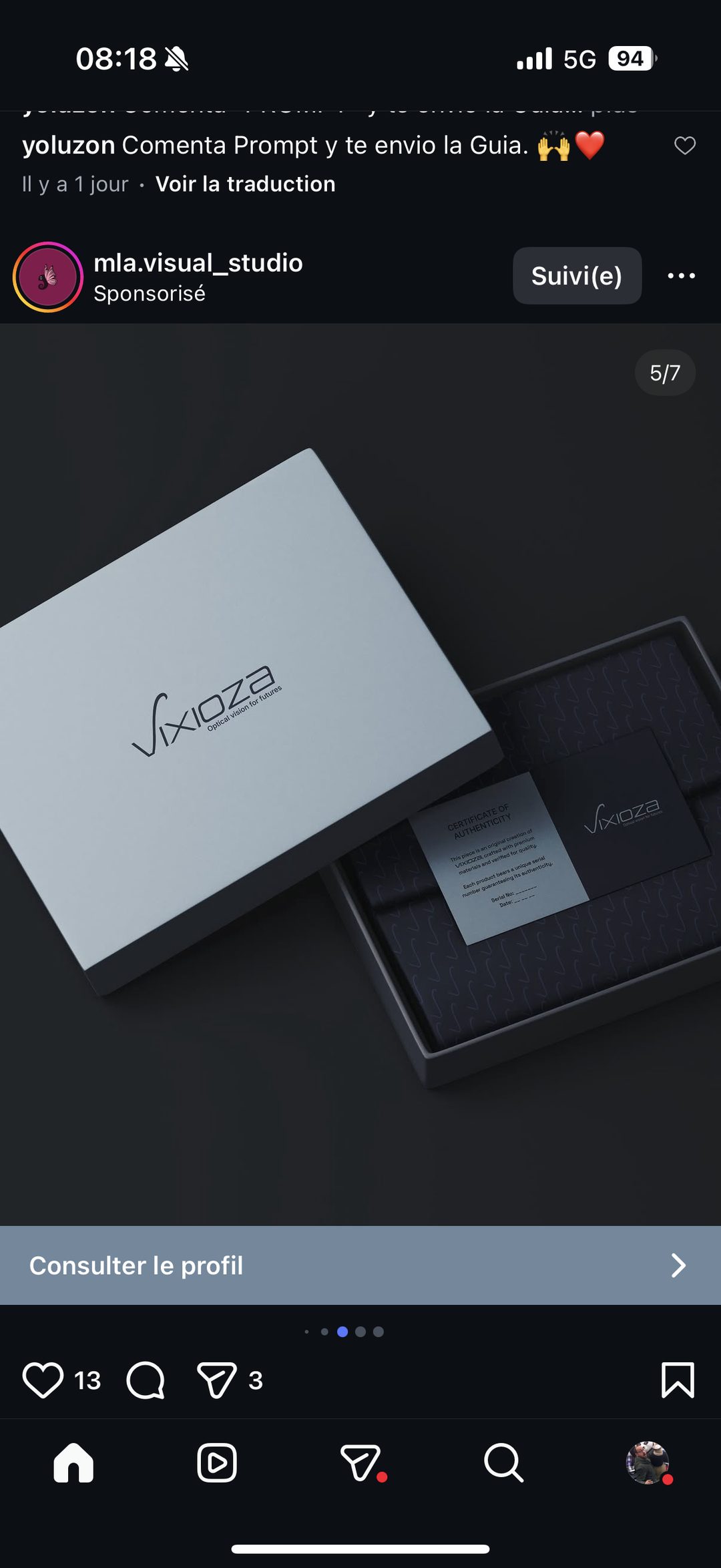 Packaging premium Vixioza avec certificat d'authenticité
