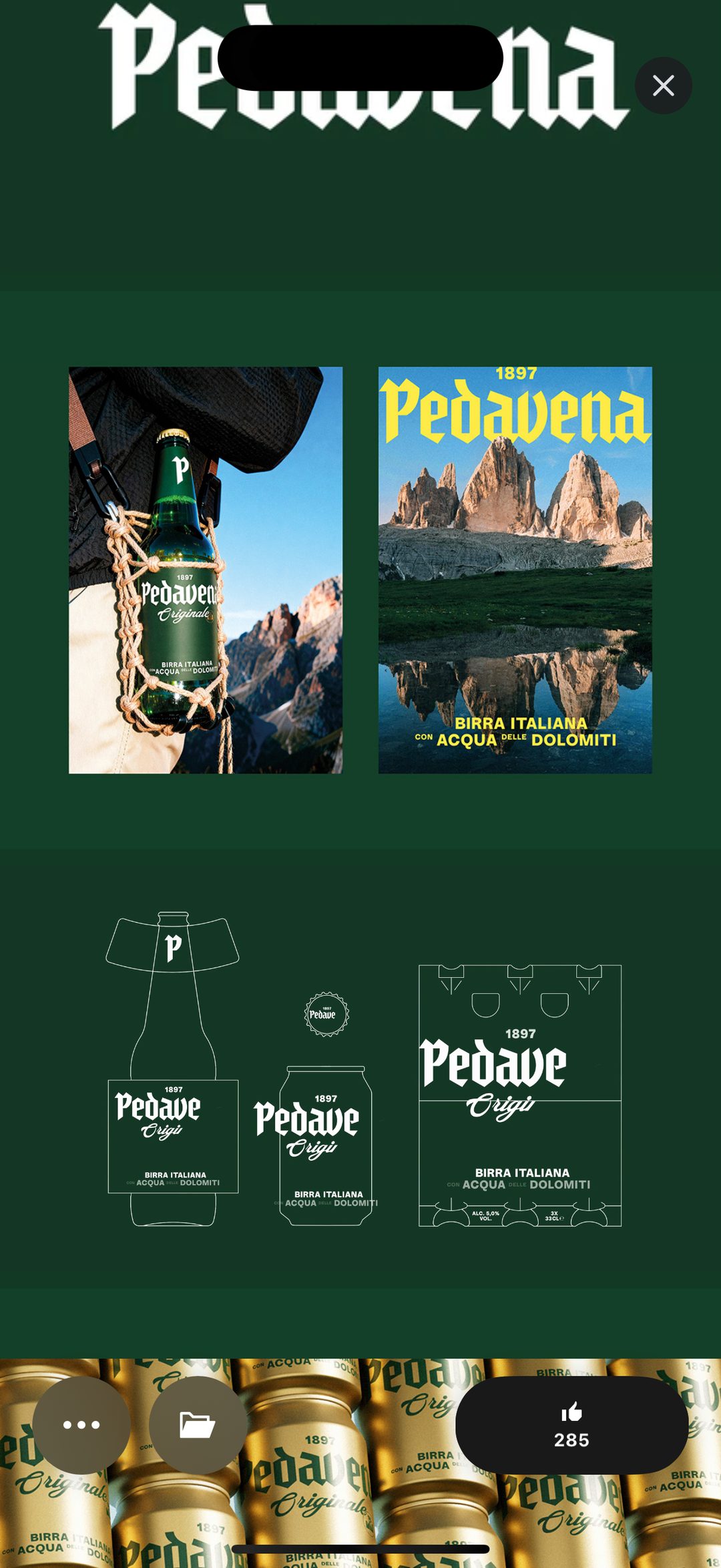 Pedavena — packaging bière italienne "1897"