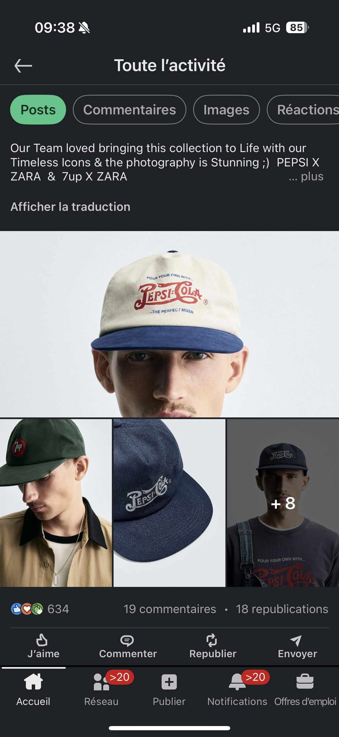 Pepsi x Zara & 7up x Zara – casquettes vintage