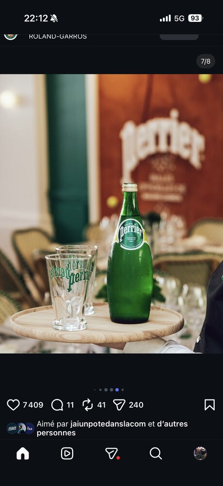 Mise en scène lifestyle Perrier dans l'univers de Roland-Garros