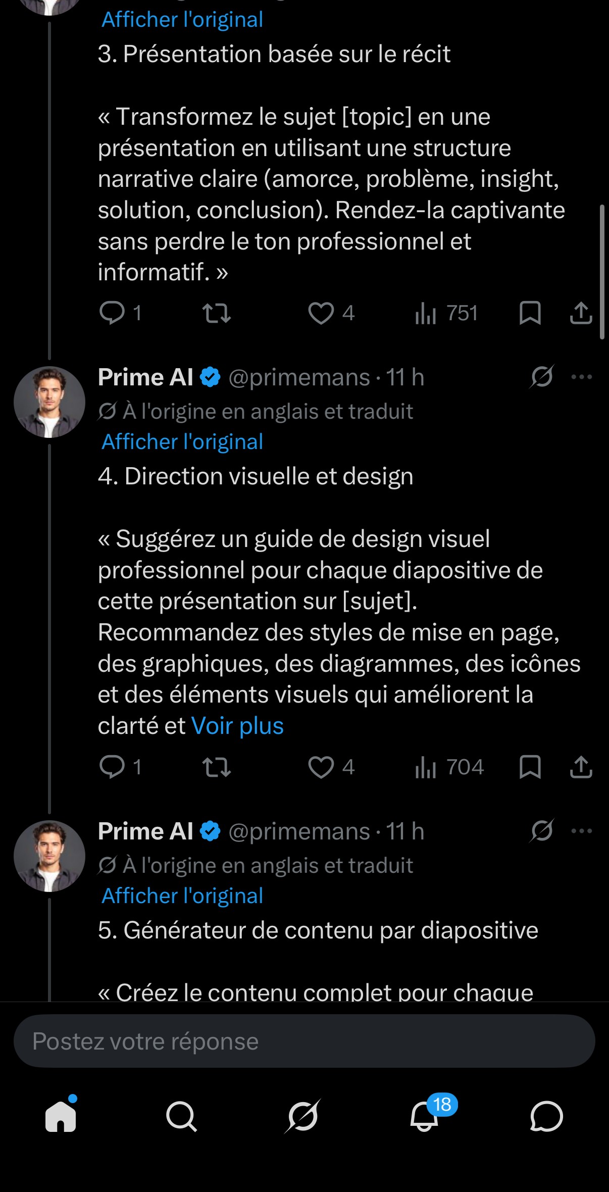 Prompts 2-3 — architecte de structure et de flux (titre + objectif par diapo) ; rédacteur de présentation basée sur le récit