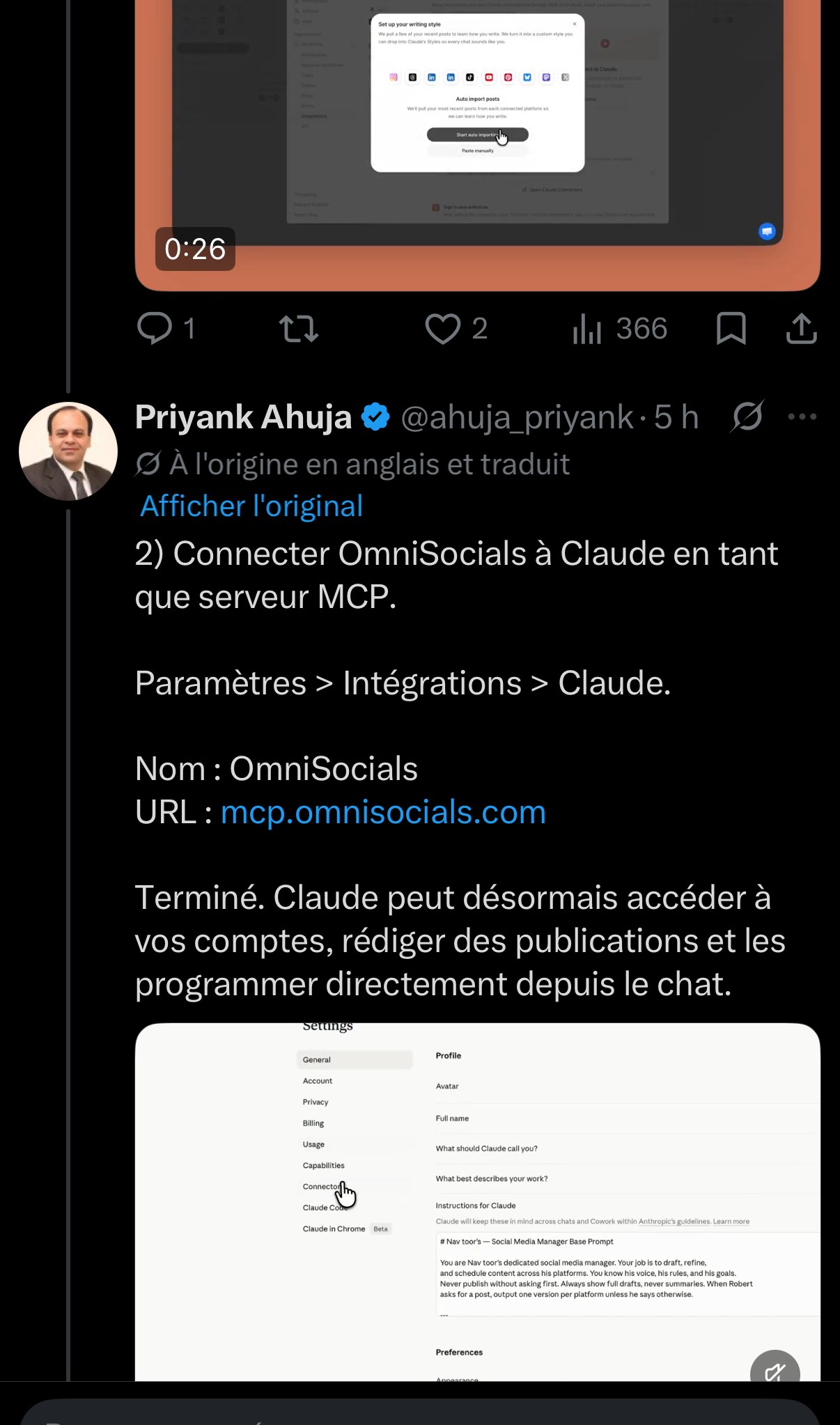 Étape 2 du workflow OmniSocials