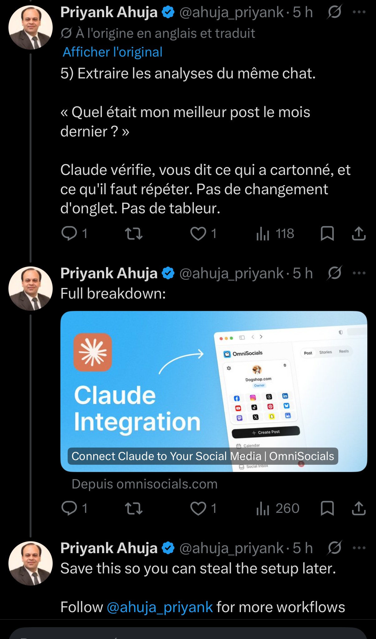 Étape 5 — résultat final du workflow OmniSocials