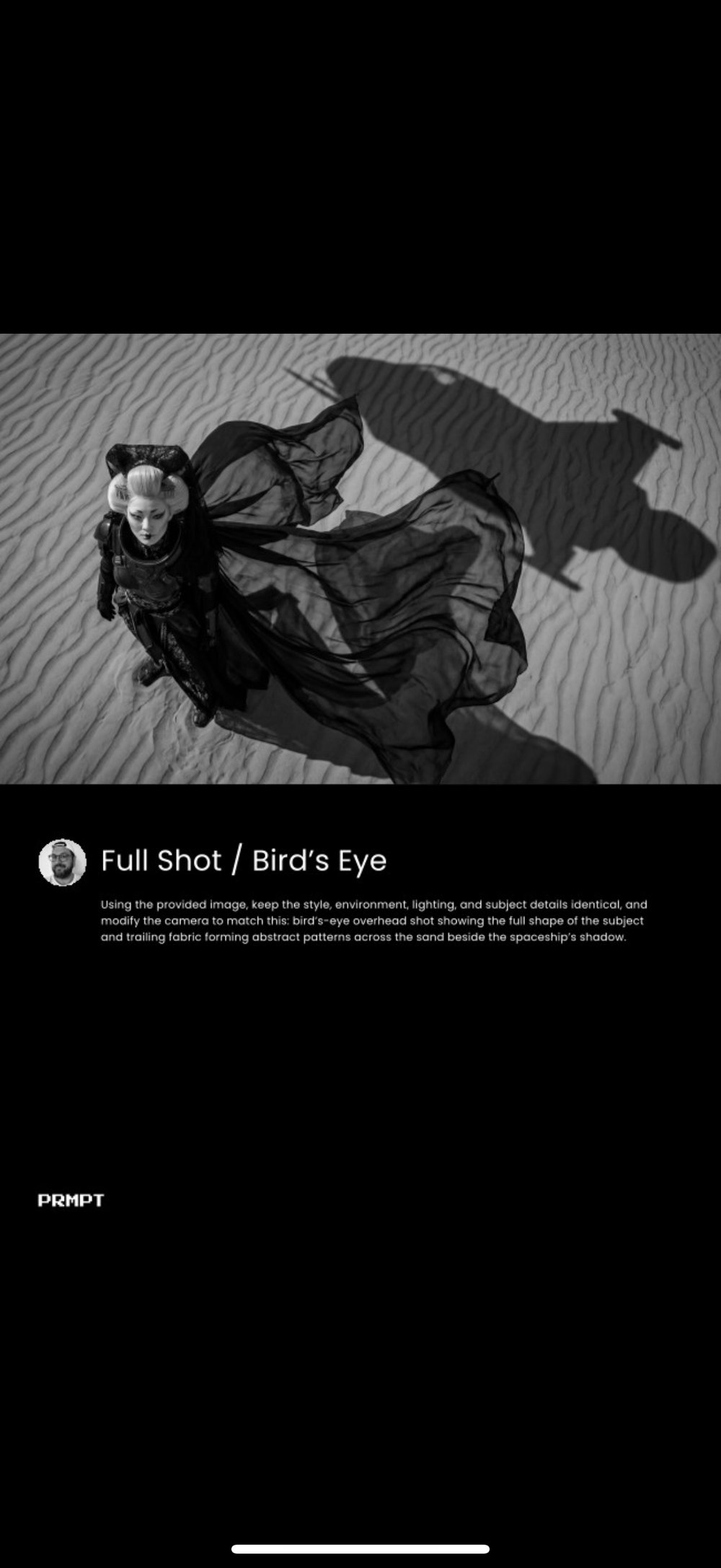 PRMPT camera angle — Full Shot Bird's Eye et Close Up Backlit Silhouette 1