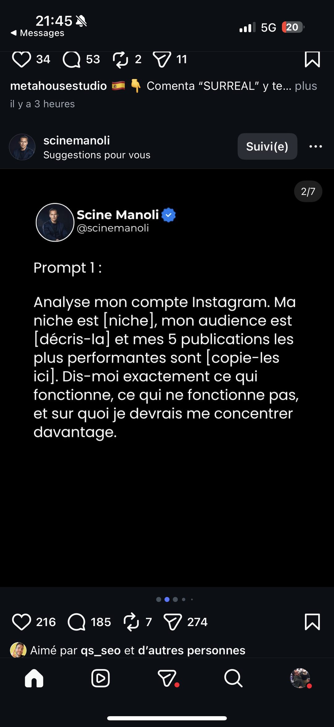 Prompt IA n°1 : audit de compte Instagram