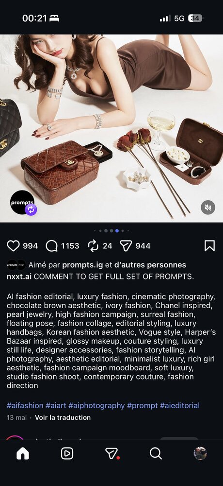 nxxt.ai — édito mode luxe, sac Chanel, bijoux, ambiance chocolat