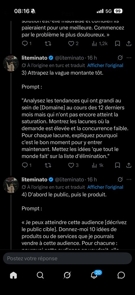 Prompt business — analyser les tendances de niche qui n'ont pas encore atteint la saturation
