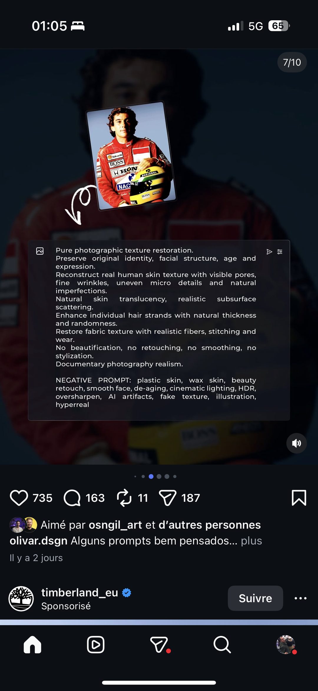 Prompt IA : restauration de texture peau ultra-réaliste (portrait Senna)