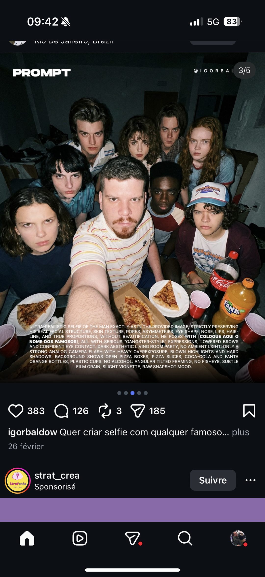 Prompt IA selfie avec le casting de Stranger Things
