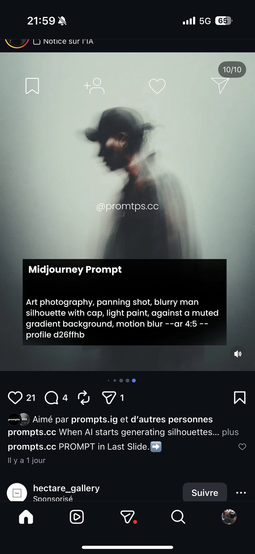 Prompt Midjourney : silhouette masculine floue en light painting