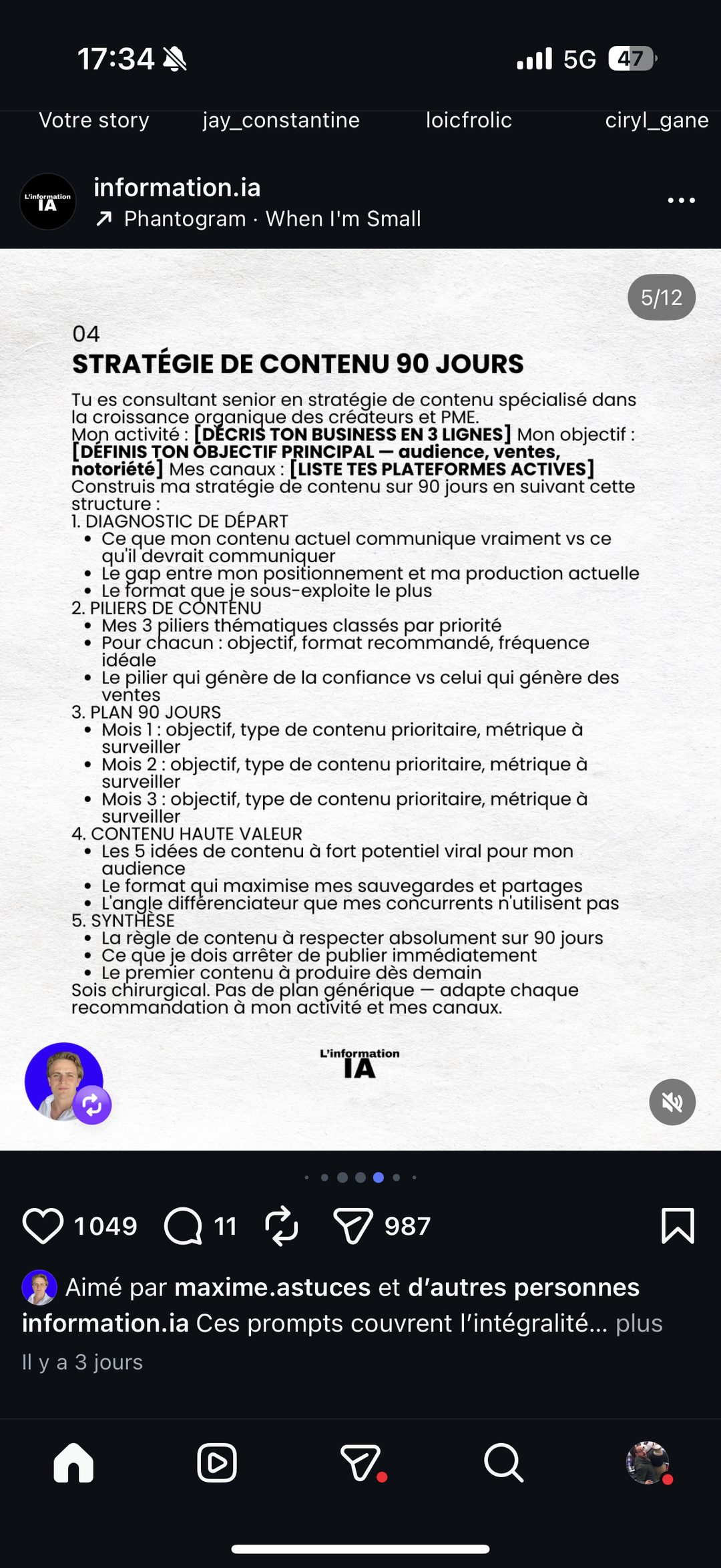 Prompt marketing - Stratégie de contenu 90 jours