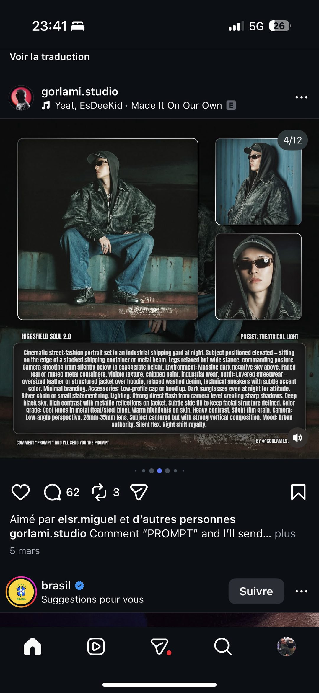 Prompt IA : portrait streetwear industriel de nuit (Higgsfield Soul 2.0)