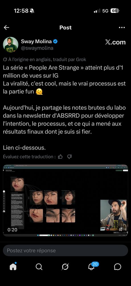 Making-of de la série IA virale « People Are Strange » — planche de visages en développement