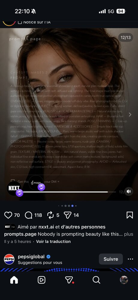 Portrait beauté généré par IA, lumière douce éditoriale