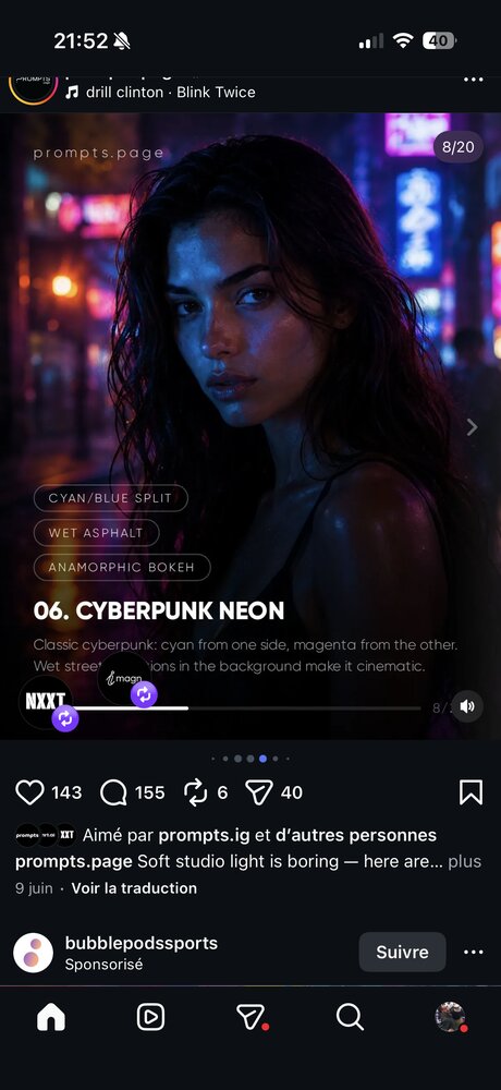 Split cyan/magenta façon cyberpunk