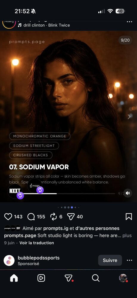 Vapeur de sodium, tons orangés désaturés
