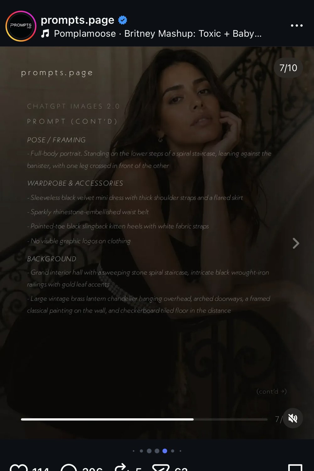 prompts.page — slide 7/10, suite du prompt (pose/framing, wardrobe, background)
