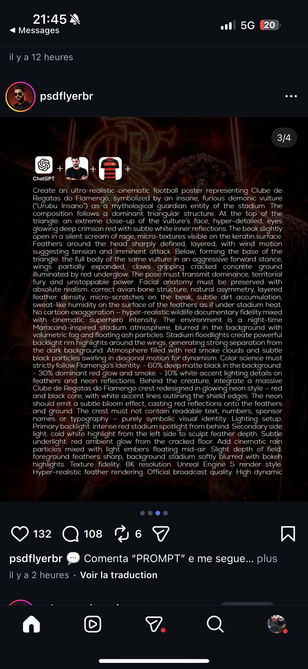 Prompt poster Flamengo vautour demoniaque