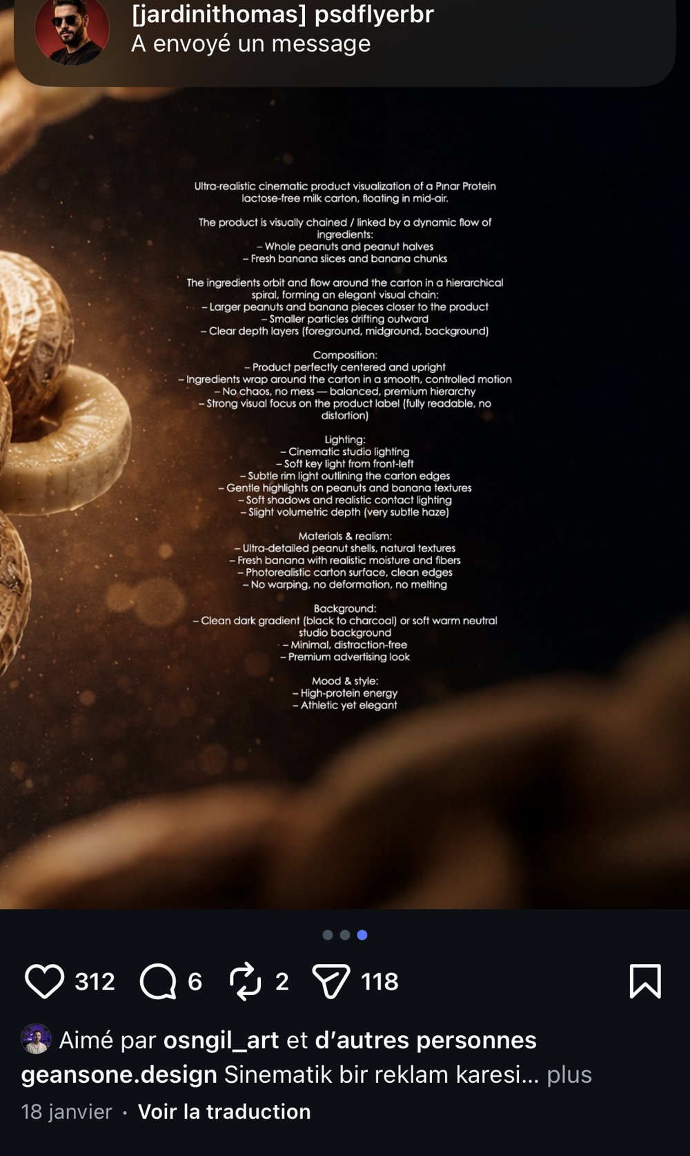 Pinar Protein brique lait prompt cacahuetes banane chaine visuelle