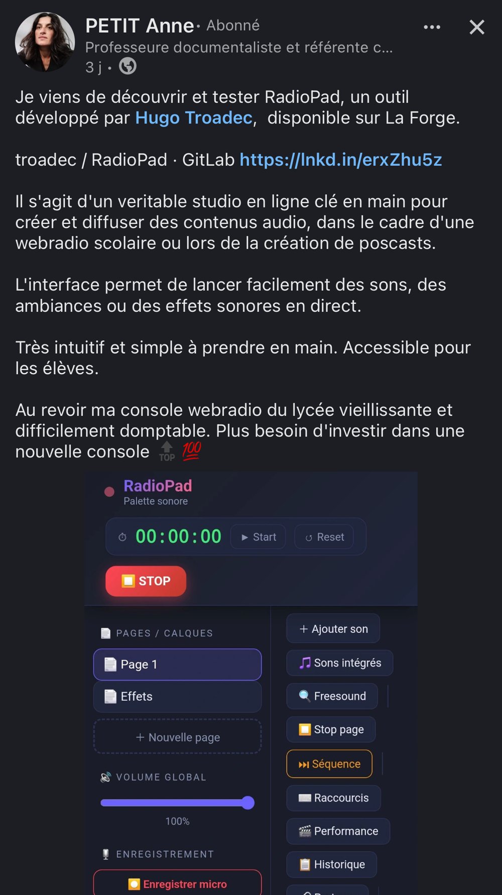 RadioPad — studio de webradio scolaire clé en main (Hugo Troadec)