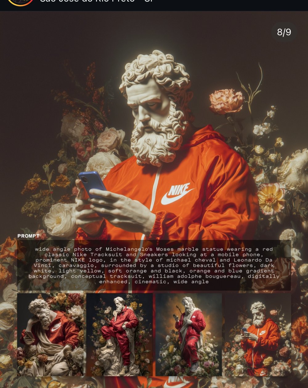 Prompt statue de Moïse en survêtement Nike, style Caravage (slide 8/9)