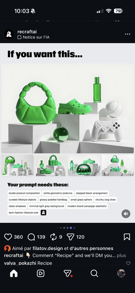 Composition produit studio verte sur socles géométriques