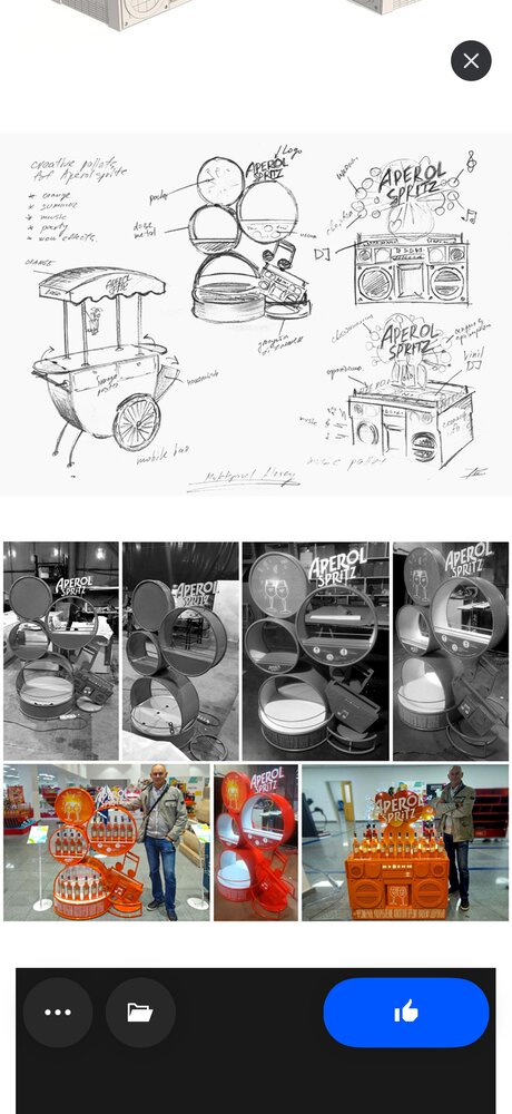 Croquis + rendus chariot mobile Aperol Spritz