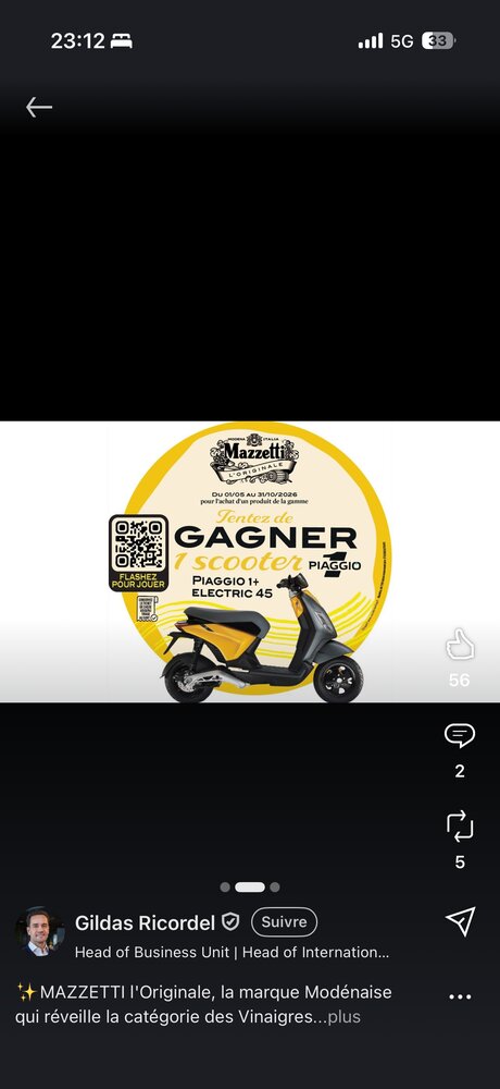 Concours scooter Piaggio, visuel QR code