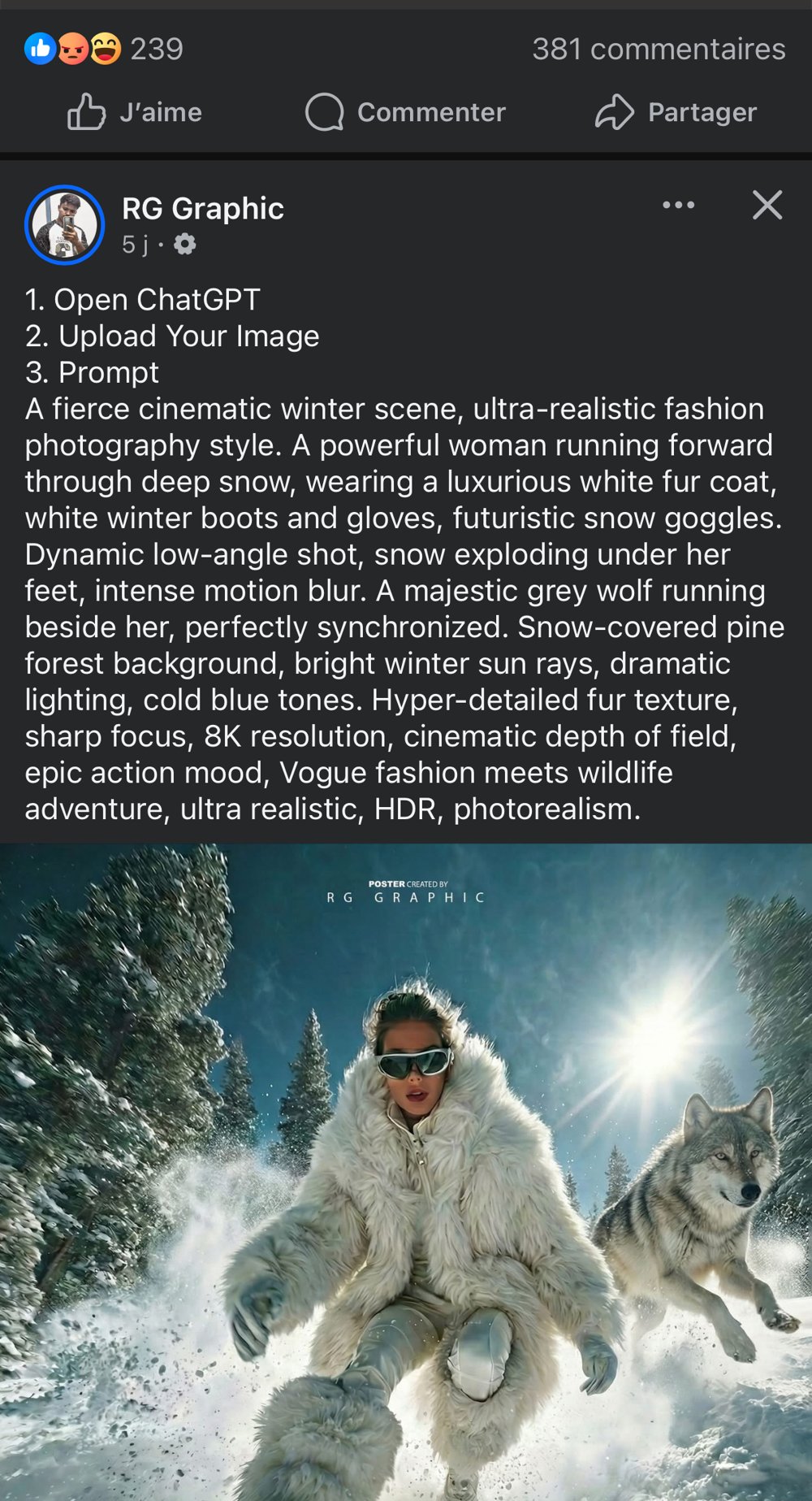 RG Graphic — prompt ChatGPT fashion hiver et loup