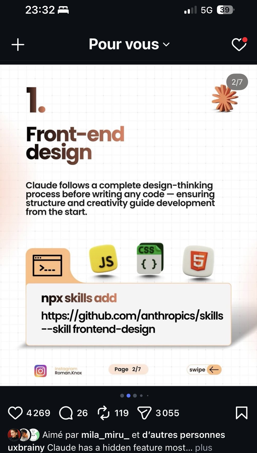 Skill 1 — Front-end design (npx skills add ... --skill frontend-design)