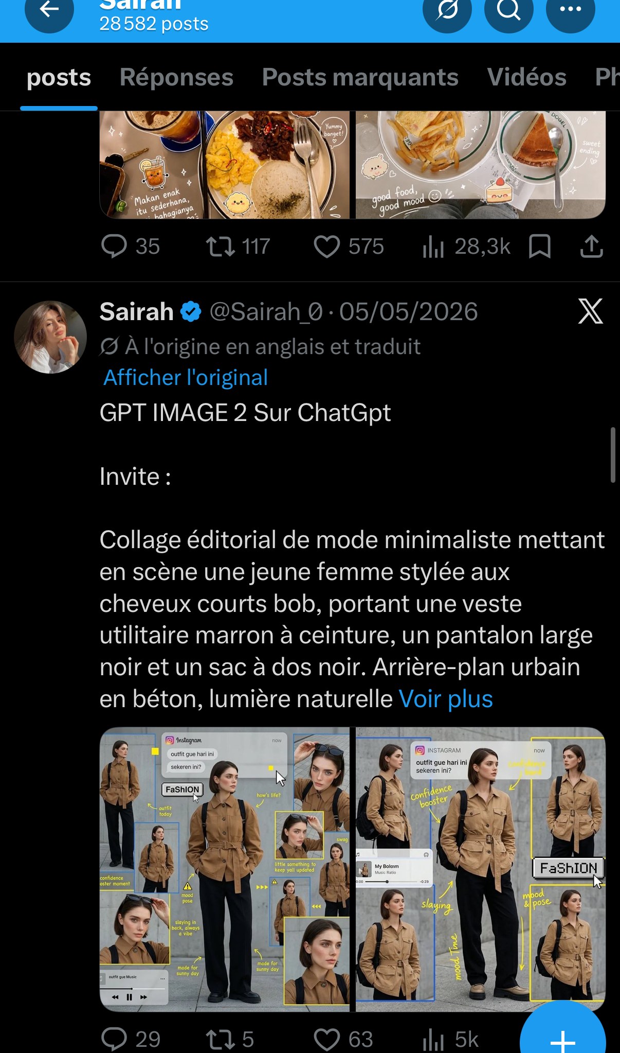 Sairah — prompt de collage mode multi-photos façon planche de style