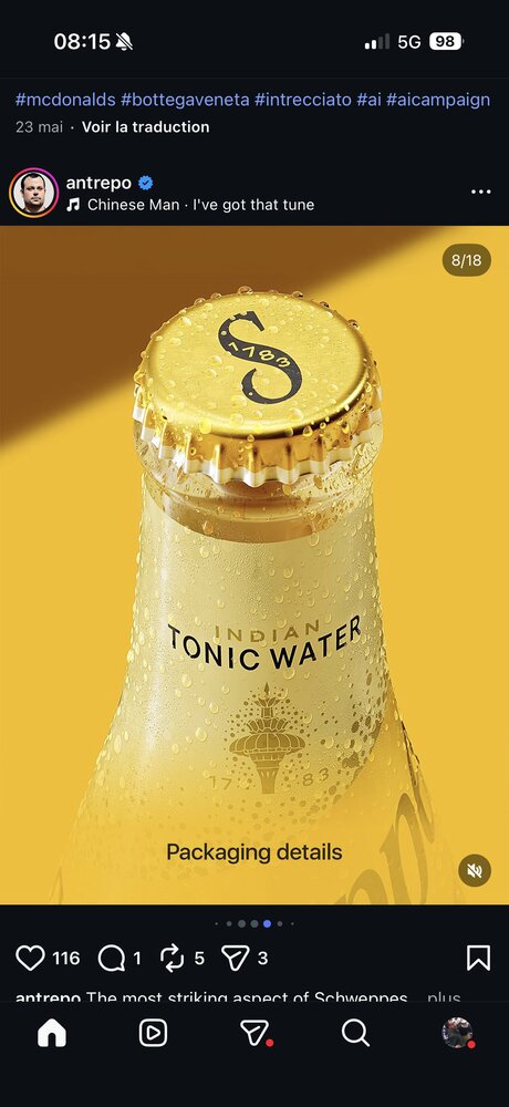 Détail packaging — capsule et bouteille Indian Tonic Water