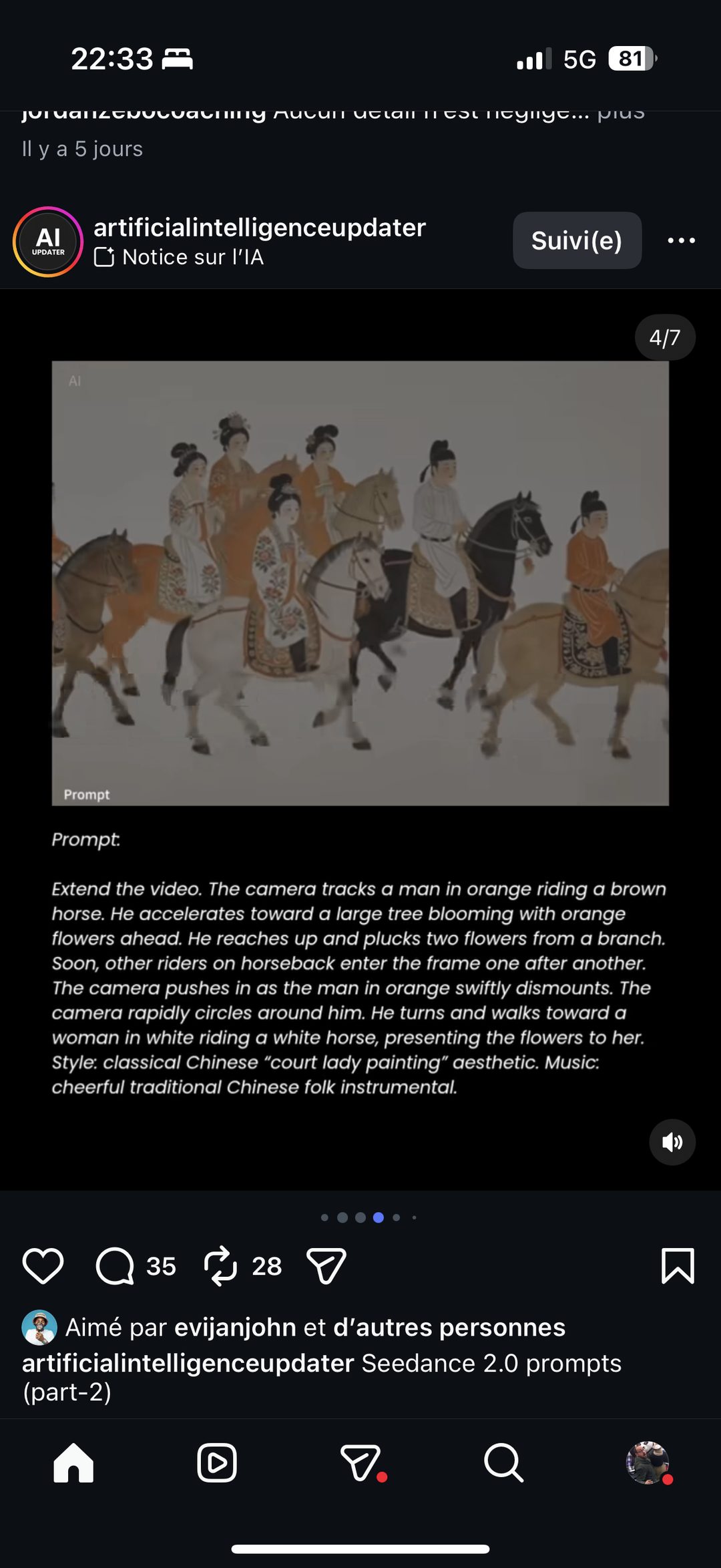 Cavalcade de cavaliers chinois façon peinture de cour classique, style « peinture de dame de cour »