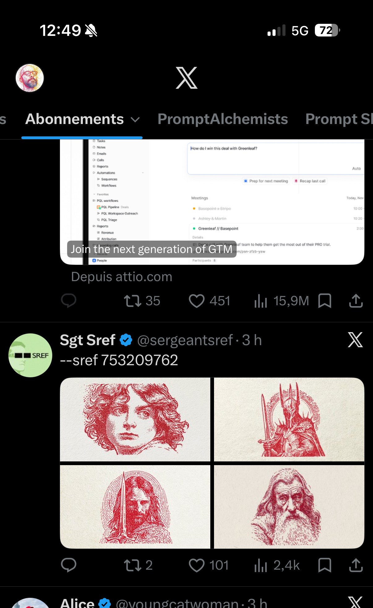 Sgt Sref — style de gravure à l'encre rouge sur fond ivoire (portraits façon Seigneur des Anneaux), --sref 753209762