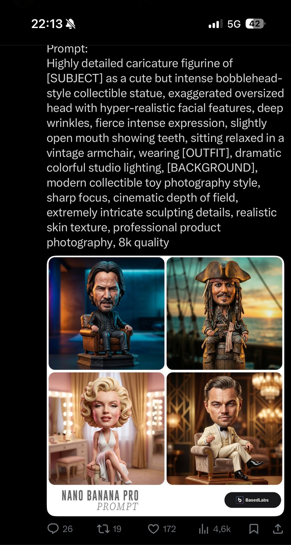 Figurine caricature bobblehead Nano Banana Pro 4 exemples