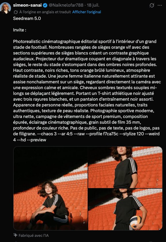 Prompt Seedream 5.0 — éditorial sportif dans un stade (simeon-sanai)