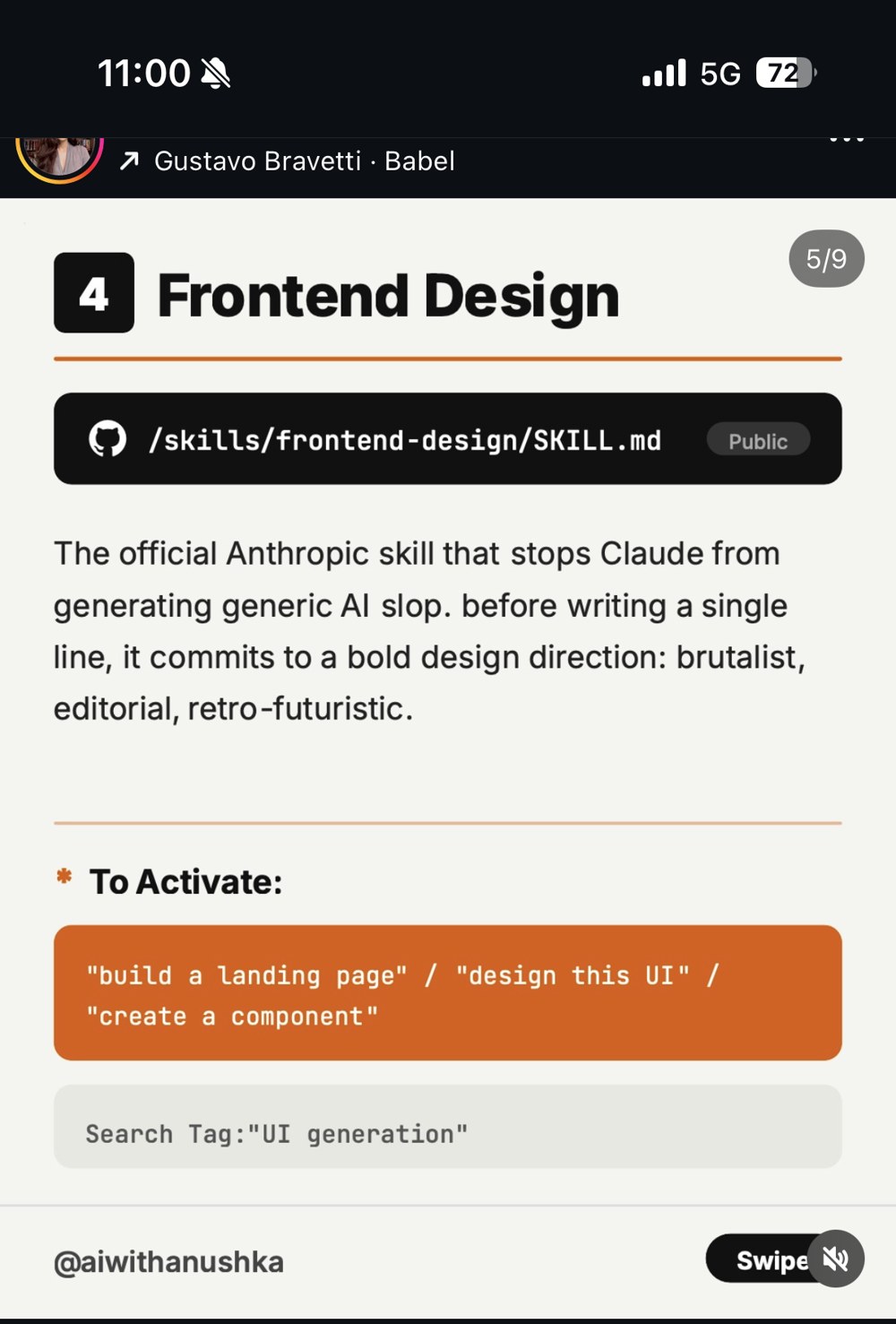 Gustavo Bravetti « Babel » — slide 4 Frontend Design (5/9)