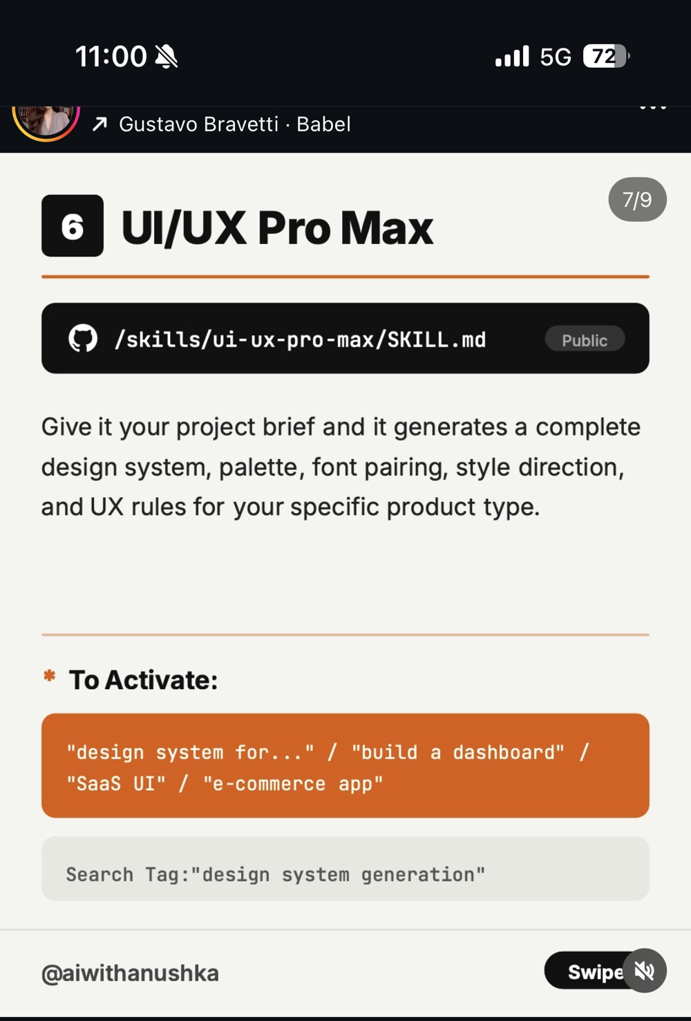 Gustavo Bravetti « Babel » — slide 6 UI/UX Pro Max (7/9)