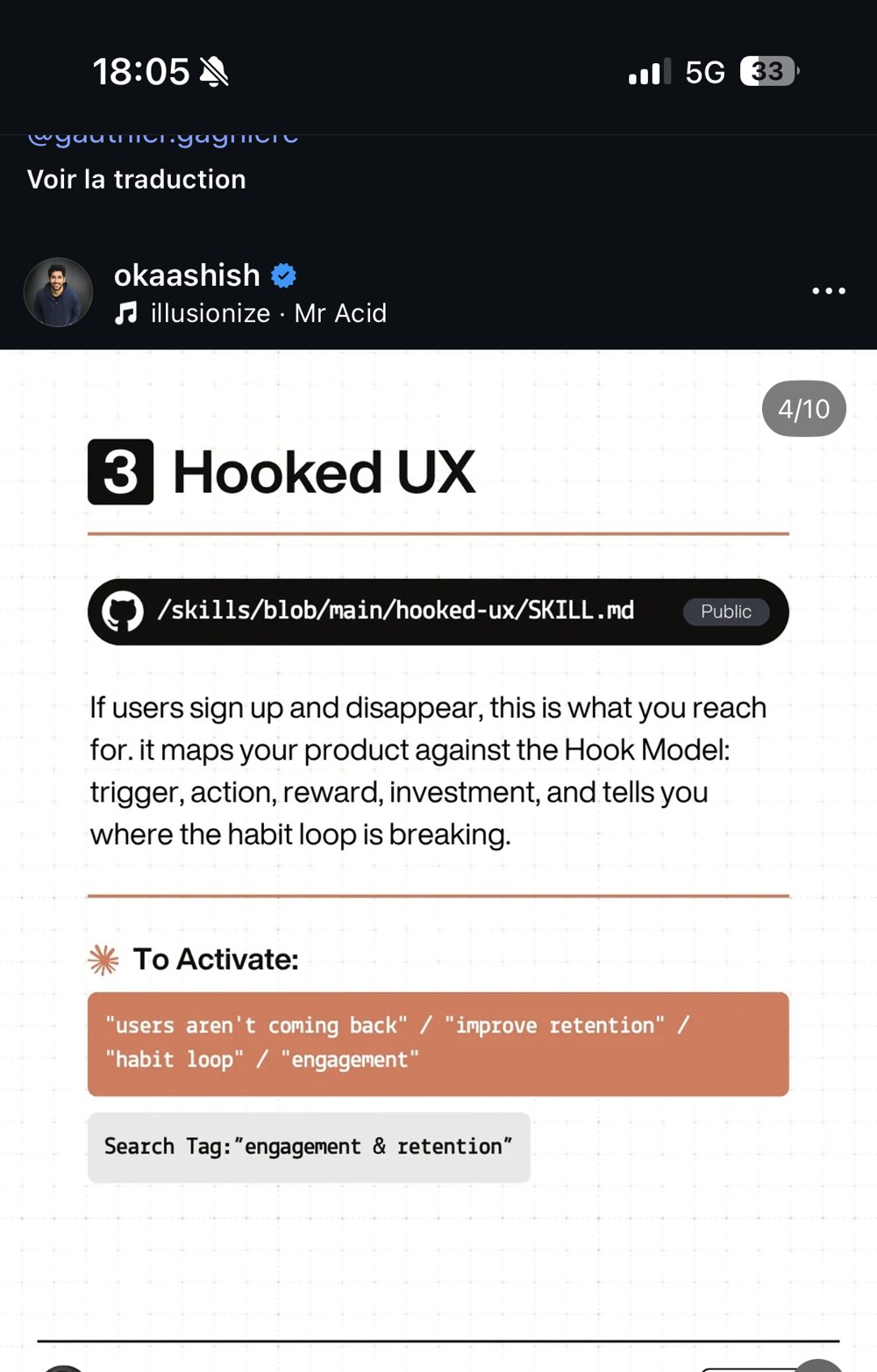 @okaashish — slide 1 Refactoring UI + 3 Hooked UX (4/10)