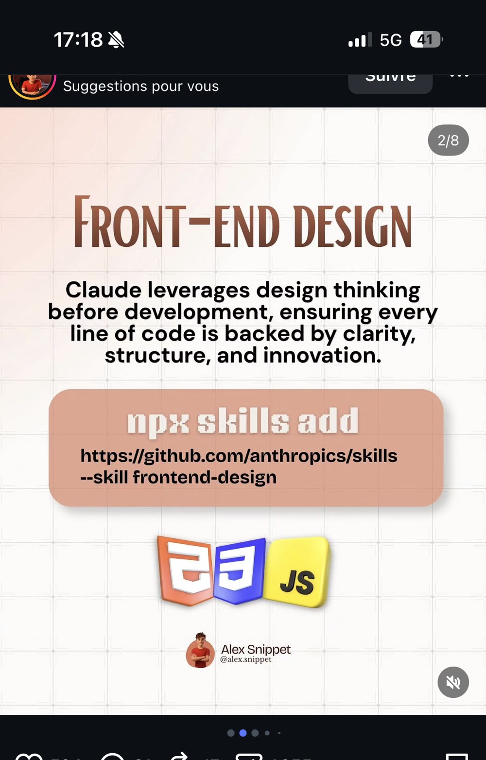 @alex.snippet — slide Front-end design (2/8)